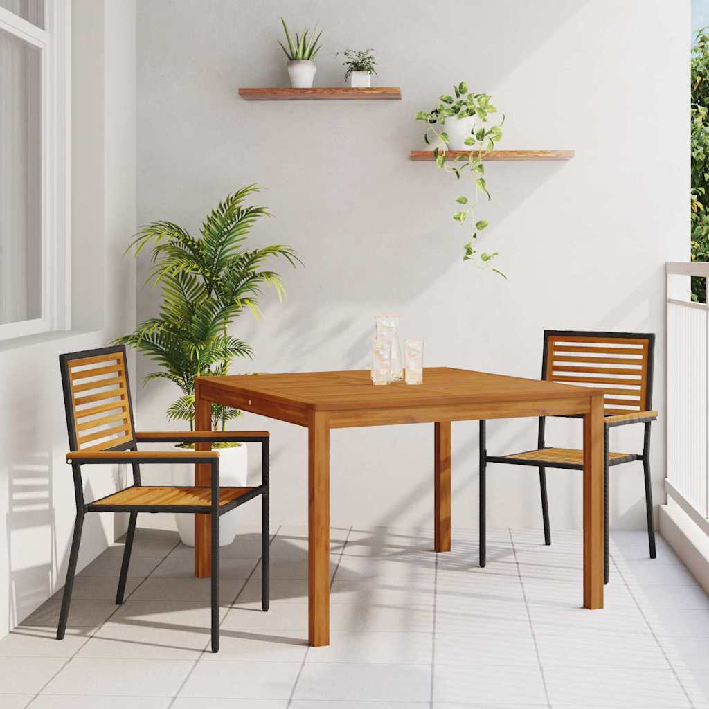 Garten Essgruppe 3 pcs Schwarz Poly Rattan